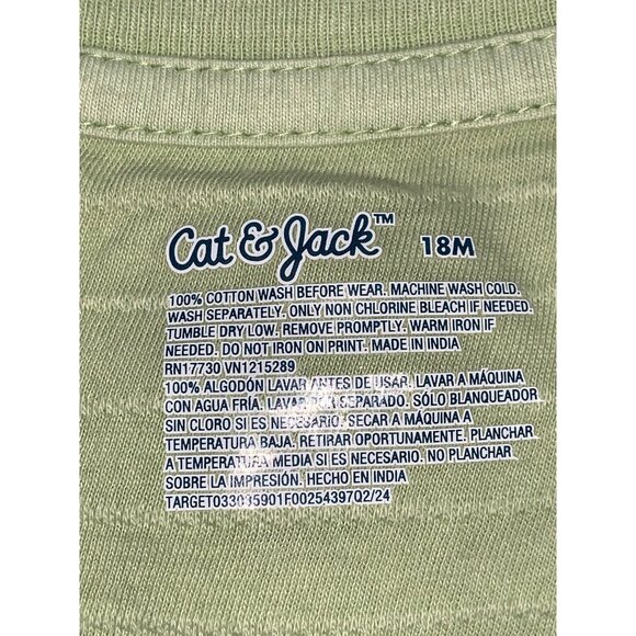 Cat & Jack Infant Baby Boy Short Sleeve Henley T-Shirt Light Green Stripe 18M - Picture 5 of 10